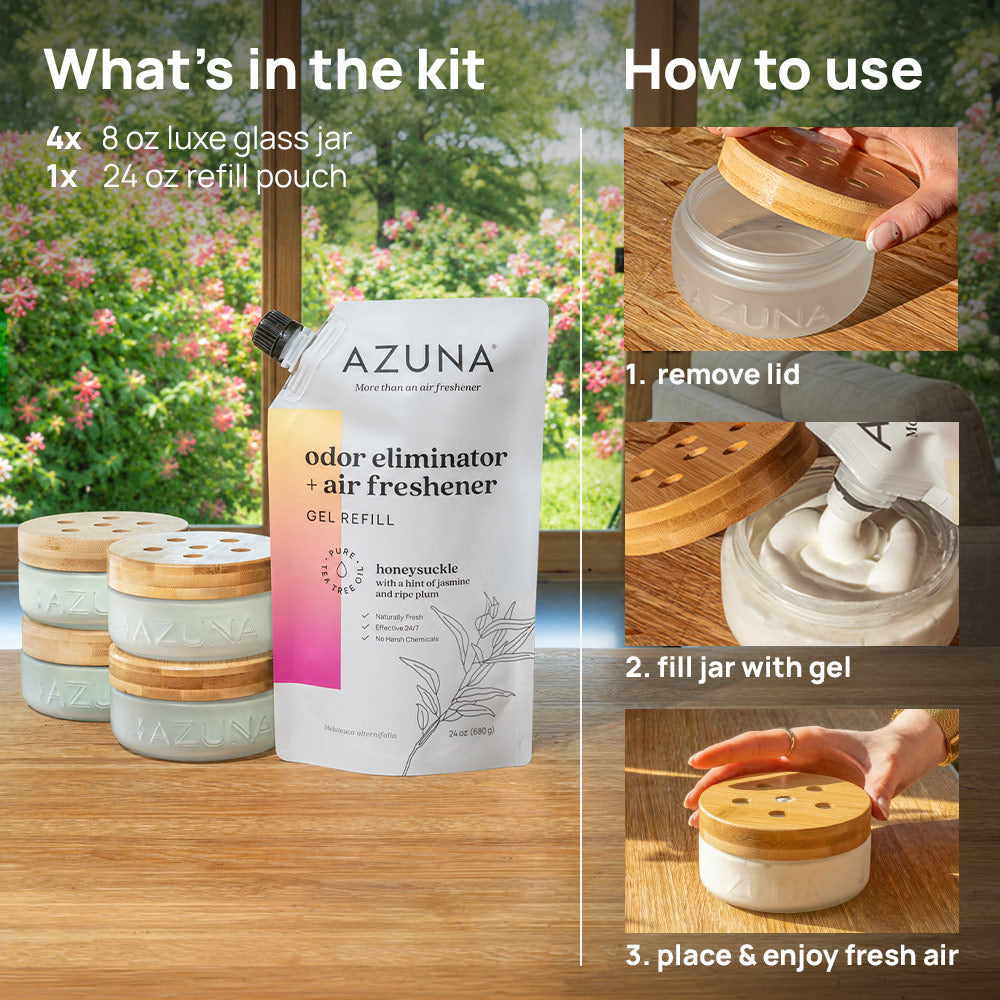 Azuna Luxe Glass Odor Eliminator 4 Room Starter Kit